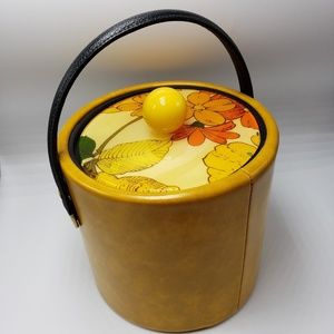 Vintage Ice Bucket Yellow Mod Flowers Lucite